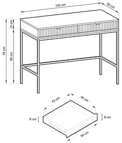 TOALETNÝ STOLÍK VIGGO BIELY + ČIERNY PODSTAVEC + ZRKADLO