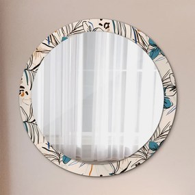 Okrúhle ozdobné zrkadlo Kvety so vzorom džungle fi 90 cm