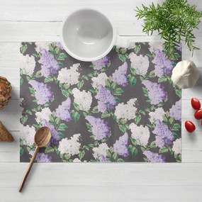 Biante Bavlnené prestieranie na stôl Sandra SA-384 Kvety orgovánu na sivom 35x45 cm