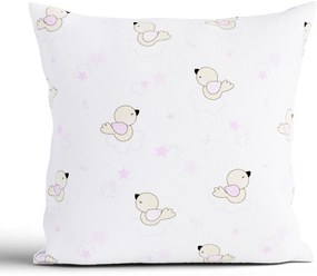 Bavlnená obliečka na vankúš Renforcé 40 × 40 cm - Vtáčiky ružové