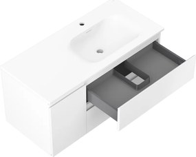 Mexen Orio, kúpeľňová skrinka 100 cm s pravým umývadlom Vela, 2S, 1D, biela matná, 91A13-10047-3-BBFFFF01-W23P01
