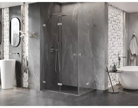 Mexen Lunar-F Duo, skladací sprchový kút 90 x 80 cm, 8mm číre sklo, oceľový profil, 836-090L-080P-97-00