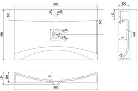 Mexen Poli, umývadlo na dosku z konglomerátu 80 x 48 cm, biela, 23028001