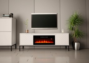 TV stolík EMY biela s elektrickým krbom