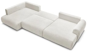 Krémová menčestrová rozkladacia rohová pohovka (pravý roh/do "U") Lucien – Bobochic Paris