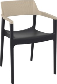 TULUM záhradná stolička s podrúčkami black/taupe
