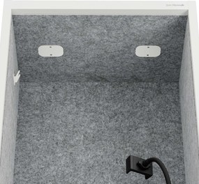Akustická kabína SALLY MentalBox 600 mm – biely korpus, sivé sedadlo