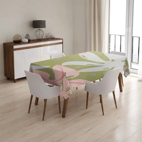 Sablio Obrus Biele a ružové listy - 90x90 cm