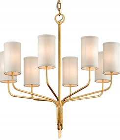 Hudson Valley závesné svietidlo Juniper kov/textil zlatá/biela E14 8x40W F616