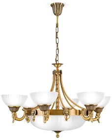 Orion LU 1689/6+3 - Luster na reťazi ROCCA 9xE27/60W/230V pr. 75 cm bronz/biela