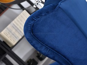 Kreslo ušiak Margis (tmavomodrá + orech). Akcia -20%. Vlastná spoľahlivá doprava až k Vám domov. 1136040
