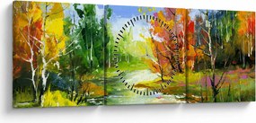Obraz - Maľba krajiny (s hodinami) (90x30 cm)