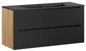 Závesná skrinka Ocean Sky so zápustným umývadlom 120 cm čierna/dub olejovaný