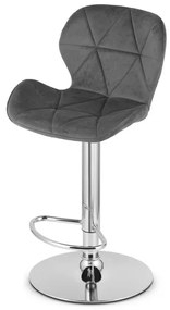 Barová stolička WEST zamatová, sivá (chrómová noha)