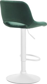 Barová stolička Camden - zamat, biely rám Zelená