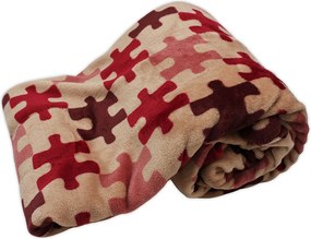 Home Elements Mikroflanelová deka, červená, puzzle