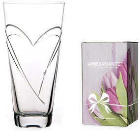 Diamante sklenená váza Hearts s kryštálmi Swarovski 25 cm