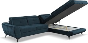 Rohová sedacia súprava Sergio, námornícka modrá látka, pravý roh