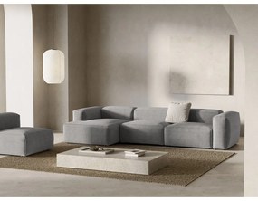 Svetlosivá menčestrová rohová pohovka (ľavý roh/s leňoškou) Bergamo – Cosmopolitan Design