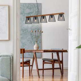 Briloner 4077-055 - Závesný luster na lanku WOOD & STYLE 5xE14/25W/230V