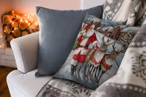 VIANOČNÁ GOBELÍNOVÁ DEKORAČNÁ OBLIEČKA NA VANKÚŠ MERRY4 45X45 CM VZOROVANÁ