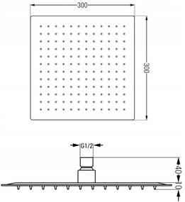 Mexen CUBE, podomietkové rameno 40cm + sprchová hlavica 30x30cm, biela, 79112-20+79130-20