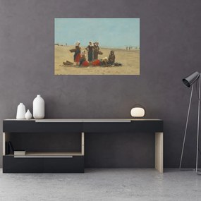 Obraz - Eugène Boudin, Women on the Beach at Berck, reprodukcia (90x60 cm)