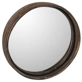 Hnedé okrúhle ratanové zrcadlo- Ø30 * 5cm