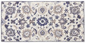 Vlnený koberec 80 x 150 cm béžová/modrá KUMRU Beliani