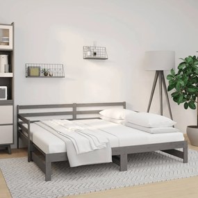 Rozkladacia denná posteľ sivá 2x(90x190) cm borovicový masív