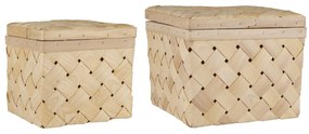 Sada 2 štvorcových krabíc z jaseňového dreva CHIP WOOD