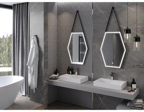 Mexen Orla, LED kúpeľňové zrkadlo s podsvietením a čiernym rámom 60x80 cm, 6000K, ochrana proti zahmlievaniu, 9815-060-080-611-70