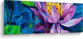 Obraz lekna na vode (s hodinami) (90x30 cm)
