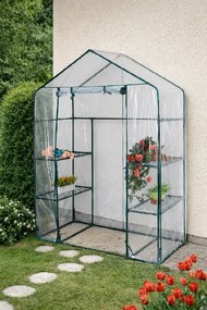 Mini fóliový skleník s policami BestBerg BBGH-195 / 143 × 73 × 195 cm / čierna/transparentná