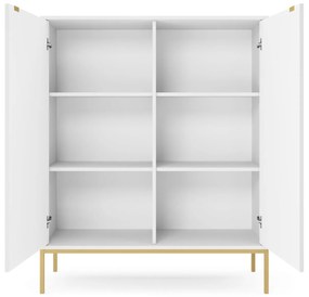 KOMODA VYSOKÁ VIGGO BIELA + ZLATÝ PODSTAVEC 104 cm