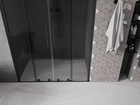 Mexen Velar Duo, posuvné sprchové dvere do otvoru 150 cm, 8mm šedé sklo, čierna matná, 871-150-000-42-70
