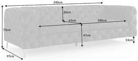 Sedačka Modern Barock 240 cm tmavosivá