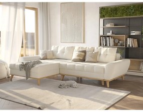 Krémová rozkladacia rohová pohovka (ľavý roh) Balitco – Ropez