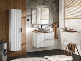 Kúpeľňová zostava Casad 80 cm s umývadlom, skrinkami a zrkadlom biela/dub wotan