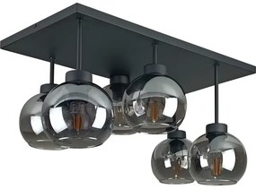 Prisadený luster NESSA 6xE27/60W/230V čierna/dymová čierna