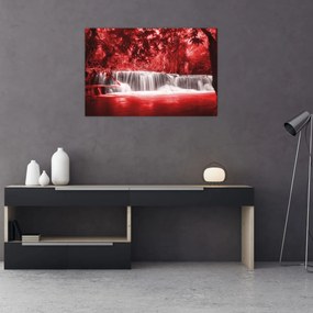 Obraz - Červený, vodopád (90x60 cm)