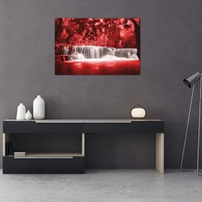 Obraz - Červený, vodopád (90x60 cm)
