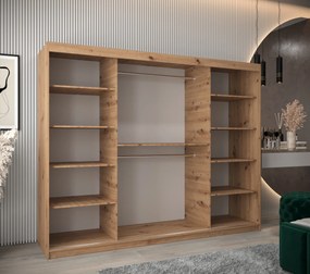 Šatníková skriňa 250 cm Mokka (dub artisan). Akcia -20%. Vlastná spoľahlivá doprava až k Vám domov. 1126039