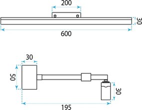 Toolight Toolight, LED nástenné svietidlo, 60cm, 9W, 4000K, 1000lm, APP1870-1W, Chrómová, OSW-66026
