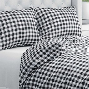 Biante Bavlnené posteľné obliečky Sandra SA-060 Čierno-biele kocky Predĺžené 140x220 a 70x90 cm