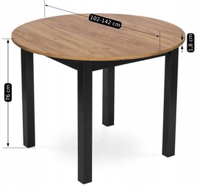 JAKS Okrúhly rozkladací stôl Harry 102-142 cm dub Craft