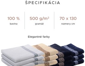 Osuška GREEK 70 x 130 cm čierna, 100% bavlna