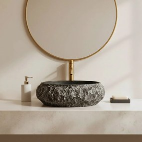 Rea Mika Gabro, umývadlo na dosku 480x380x155 mm, imitácia kameňa-čierna, REA-U0634