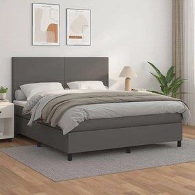 Boxspring posteľ s matracom sivá 180x200 cm umelá koža 3142741