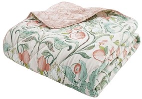 Zeleno-ružový pléd na dvojlôžko 220x230 cm Clarence Floral - Catherine Lansfield